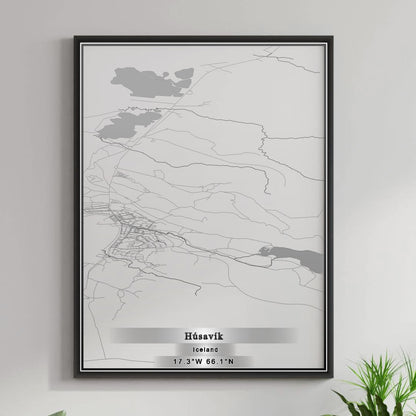 ROAD MAP OF HUSAVIK, ICELAND BY MAPBAKES