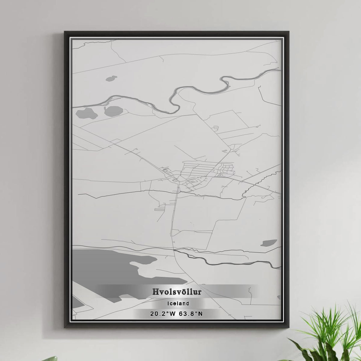 ROAD MAP OF HVOLSVOLLUR, ICELAND BY MAPBAKES