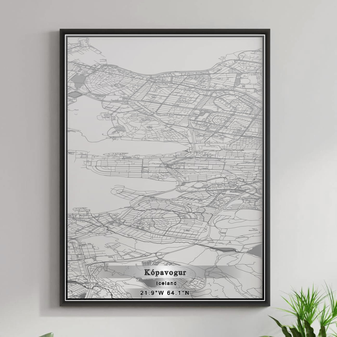 ROAD MAP OF KOPAVOGUR, ICELAND BY MAPBAKES