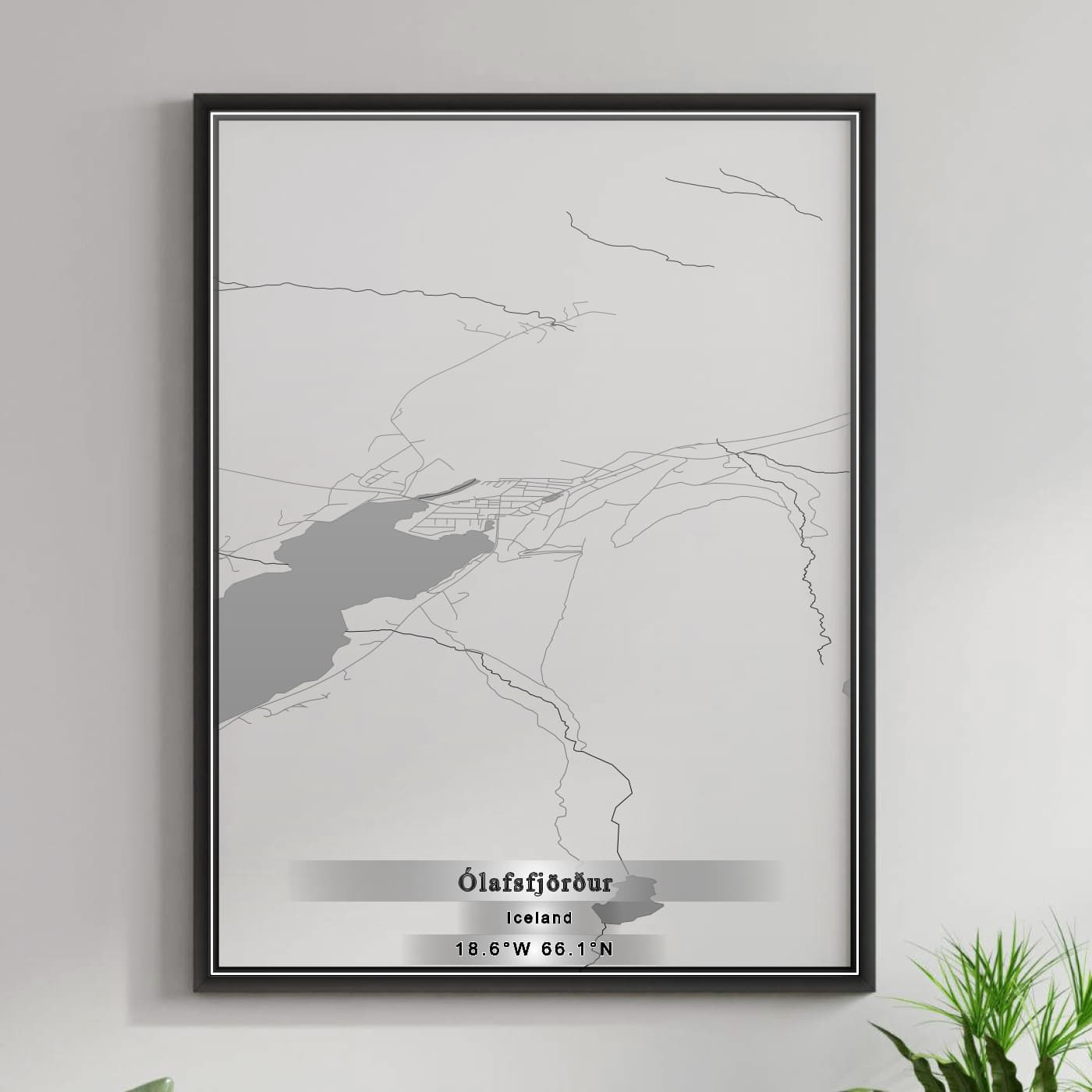 ROAD MAP OF OLAFSFJORDUR, ICELAND BY MAPBAKES