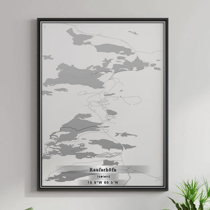 ROAD MAP OF RAUFARHOFN, ICELAND BY MAPBAKES