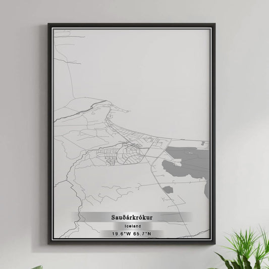 ROAD MAP OF SAUDARKROKUR, ICELAND BY MAPBAKES