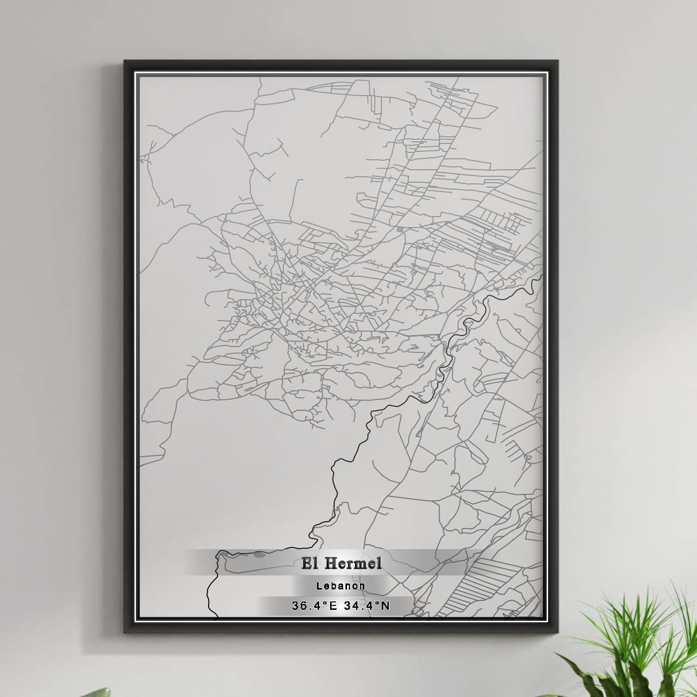 ROAD MAP OF EL HERMEL, LEBANON BY MAPBAKES