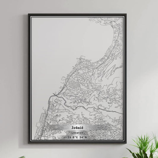 ROAD MAP OF JOUNIE, LEBANON BY MAPBAKES