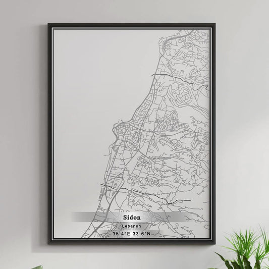 ROAD MAP OF SIDON, LEBANON BY MAPBAKES