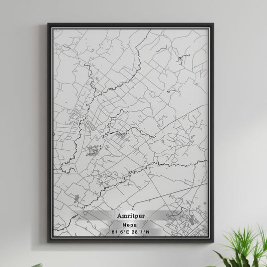ROAD MAP OF AMRITPUR, NEPAL BY MAPBAKES