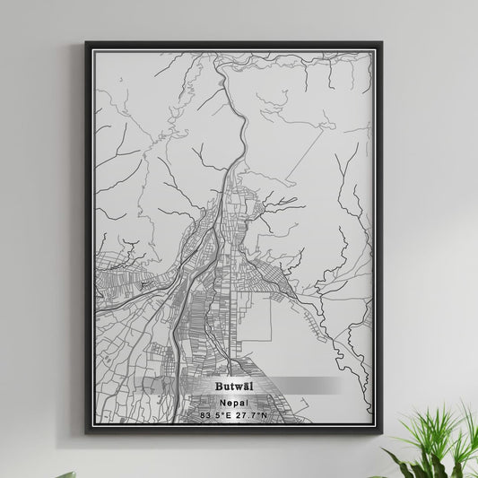 ROAD MAP OF BUTWAL, NEPAL BY MAPBAKES