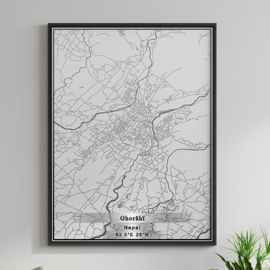 ROAD MAP OF GHORAHI, NEPAL BY MAPBAKES