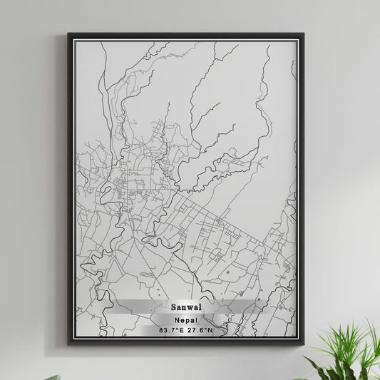 ROAD MAP OF SANWAL, NEPAL BY MAPBAKES