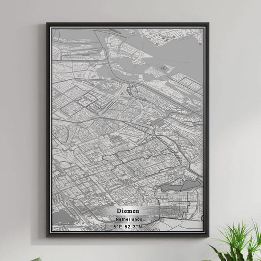 ROAD MAP OF DIEMEN, NETHERLANDS BY MAPBAKES