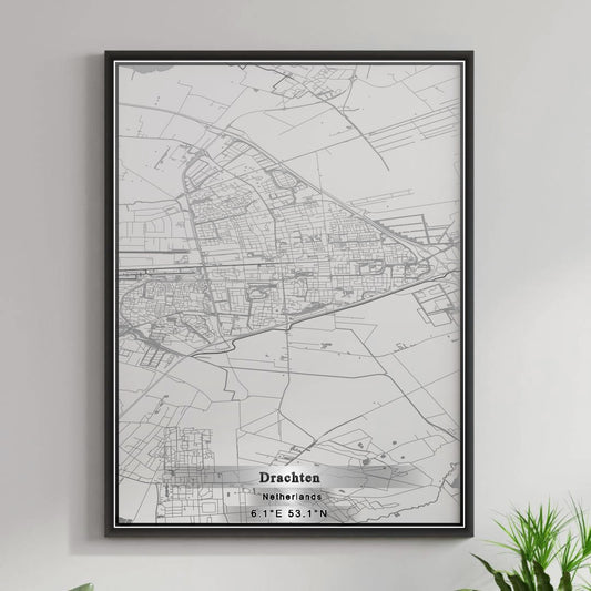 ROAD MAP OF DRACHTEN, NETHERLANDS BY MAPBAKES