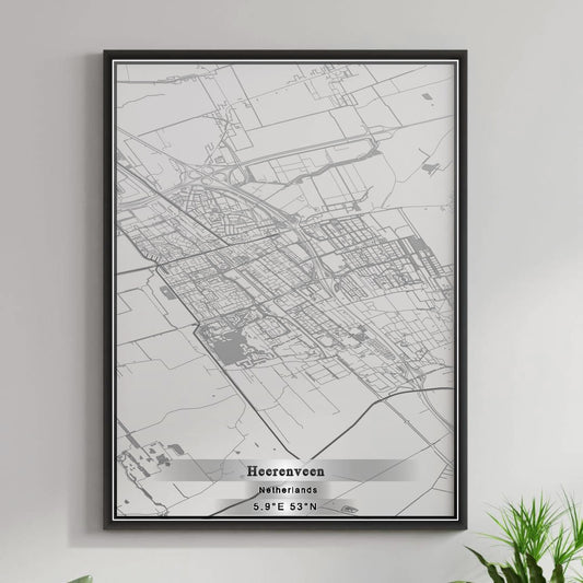 ROAD MAP OF HEERENVEEN, NETHERLANDS BY MAPBAKES