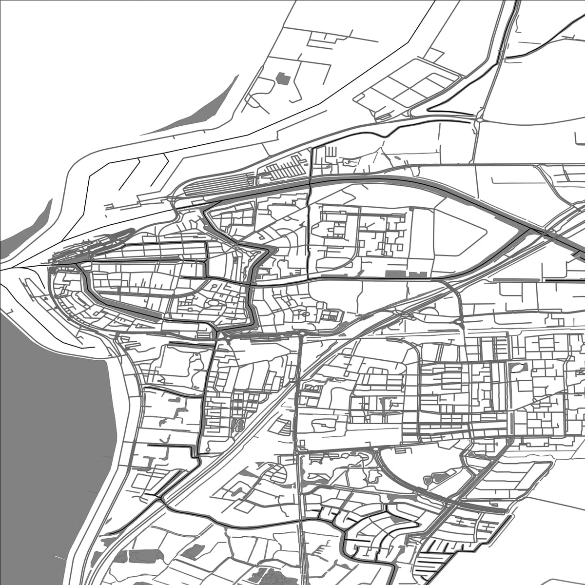 ROAD MAP OF HARLINGEN, NETHERLANDS BY MAPBAKES
