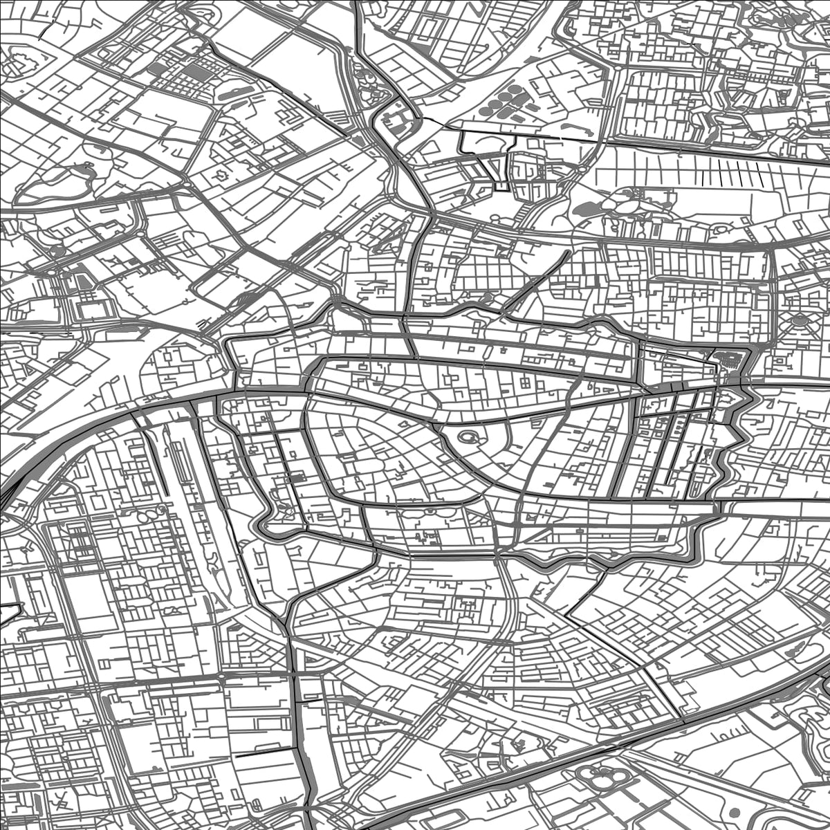 ROAD MAP OF LEIDEN, NETHERLANDS BY MAPBAKES