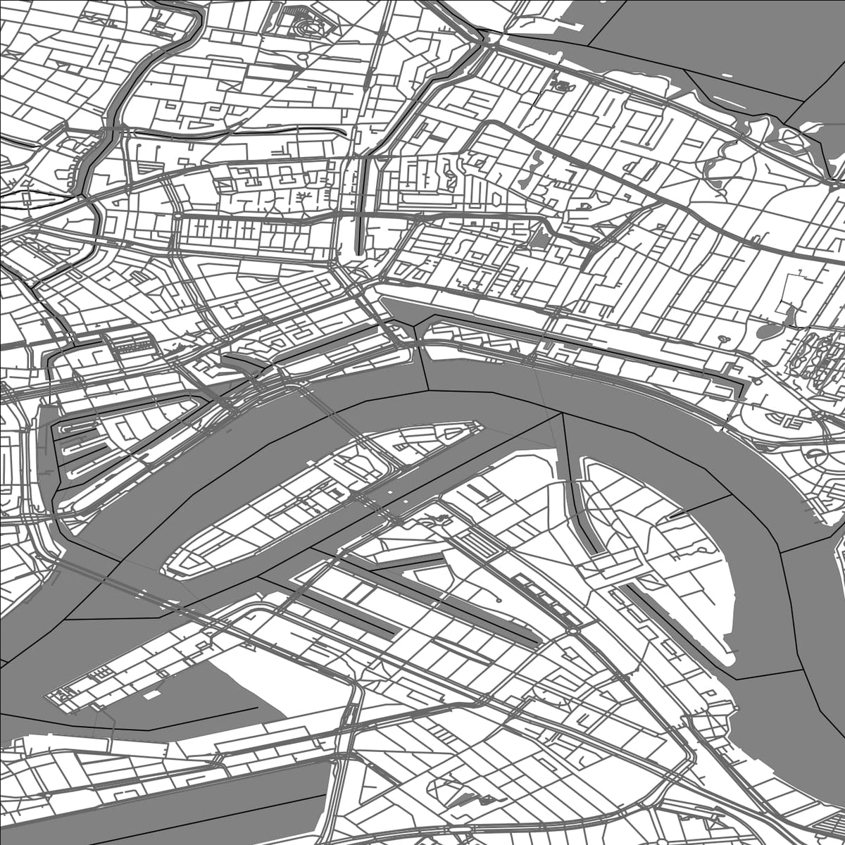 ROAD MAP OF ROTTERDAM, NETHERLANDS BY MAPBAKES