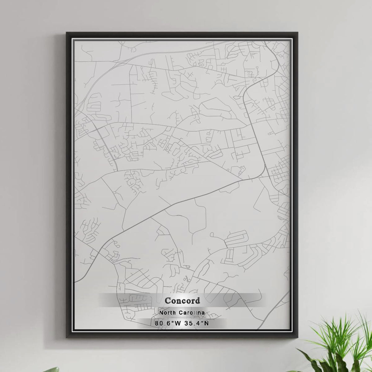 ROAD MAP OF CONCORD, NORTH CAROLINA BY MAPBAKES