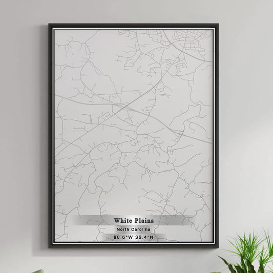 ROAD MAP OF WHITE PLAINS, NORTH CAROLINA BY MAPBAKES