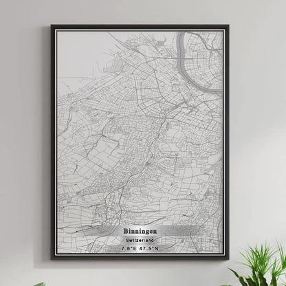 ROAD MAP OF BINNINGEN, SWITZERLAND BY MAPBAKES