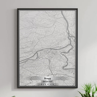 ROAD MAP OF BRUGG, SWITZERLAND BY MAPBAKES