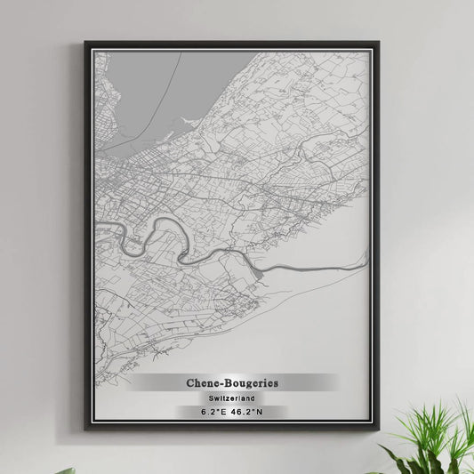 ROAD MAP OF CHENE-BOUGERIES, SWITZERLAND BY MAPBAKES