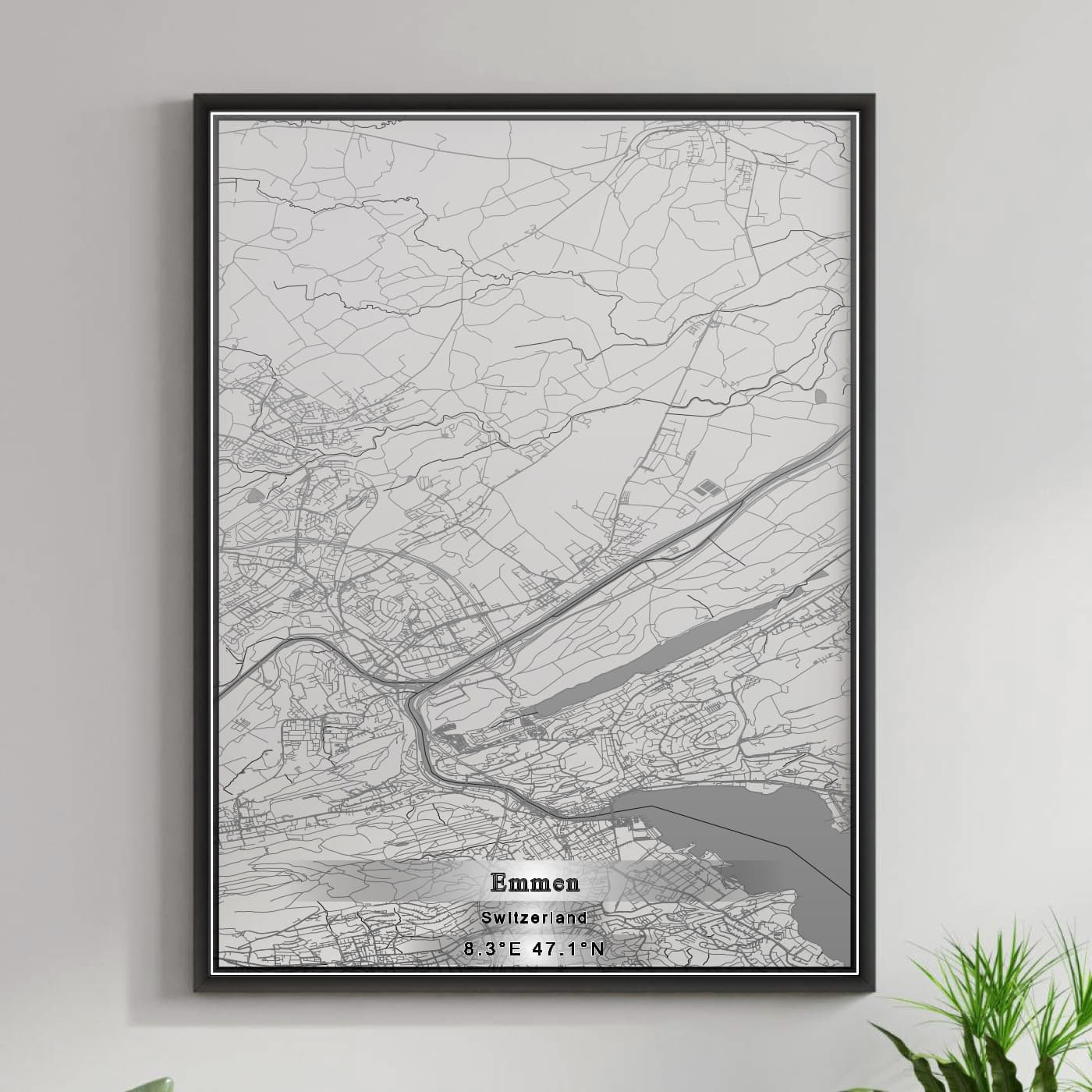 ROAD MAP OF EMMEN, SWITZERLAND BY MAPBAKES