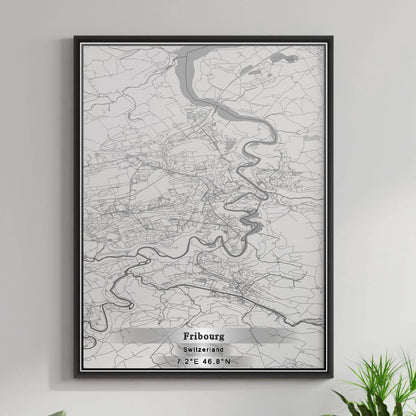 ROAD MAP OF FRIBOURG, SWITZERLAND BY MAPBAKES
