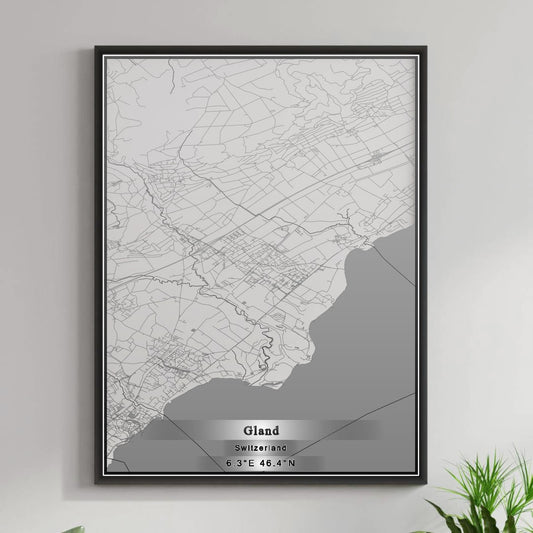 ROAD MAP OF GLAND, SWITZERLAND BY MAPBAKES