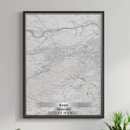 ROAD MAP OF KONIZ, SWITZERLAND BY MAPBAKES