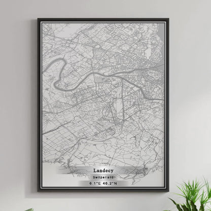 ROAD MAP OF LANDECY, SWITZERLAND BY MAPBAKES