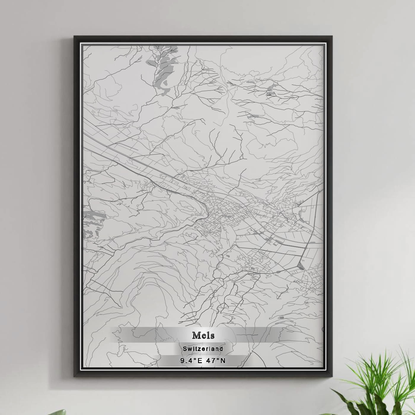 ROAD MAP OF MELS, SWITZERLAND BY MAPBAKES