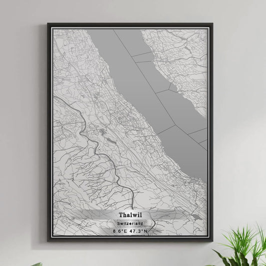 ROAD MAP OF THALWIL, SWITZERLAND BY MAPBAKES