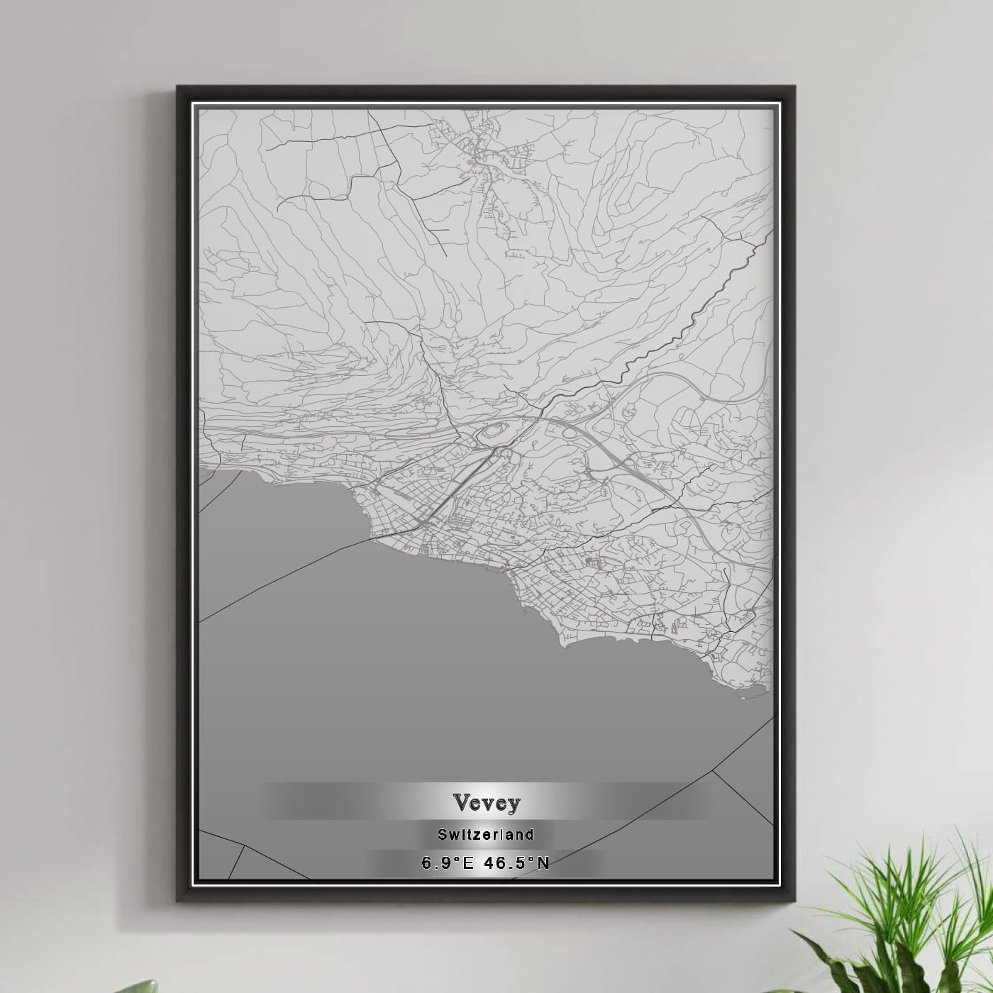 ROAD MAP OF VEVEY, SWITZERLAND BY MAPBAKES