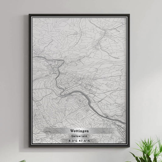 ROAD MAP OF WETTINGEN, SWITZERLAND BY MAPBAKES