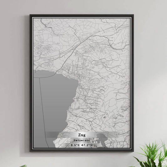 ROAD MAP OF ZUG, SWITZERLAND BY MAPBAKES