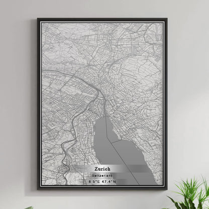 ROAD MAP OF ZURICH, SWITZERLAND BY MAPBAKES