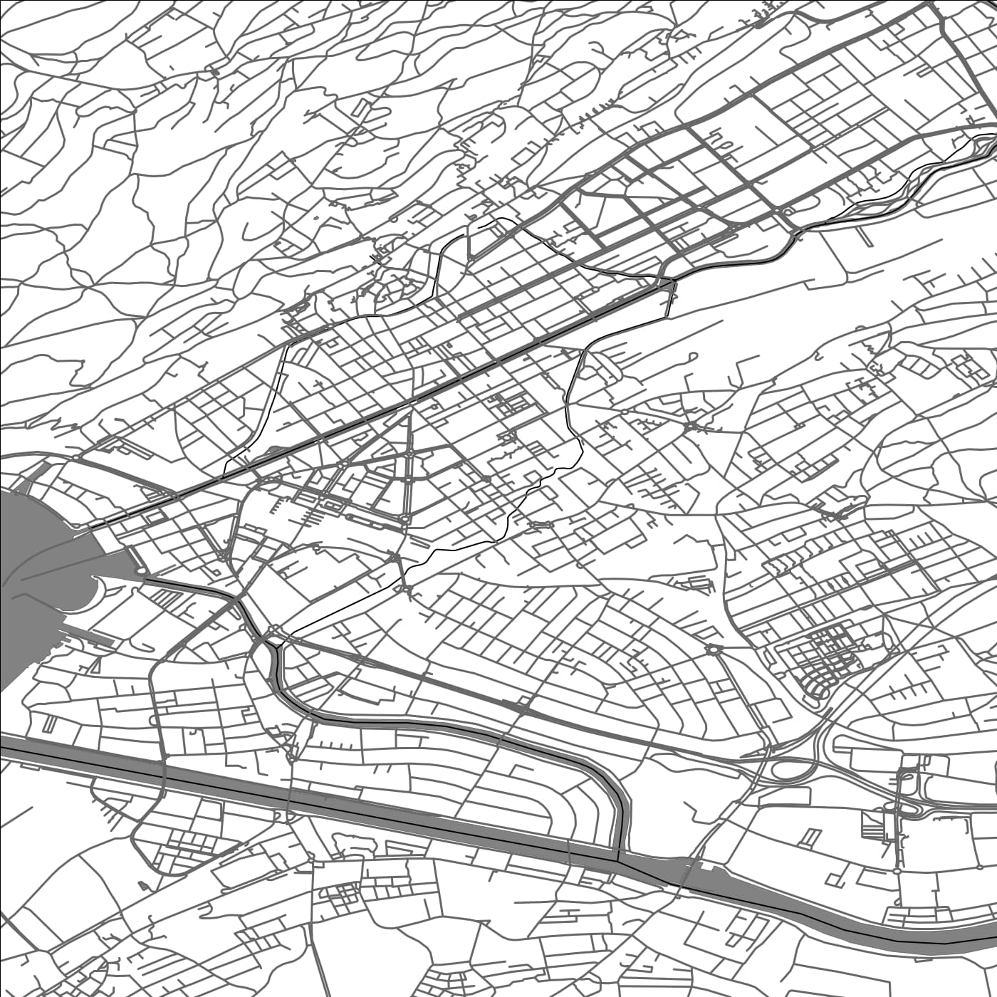 ROAD MAP OF BIEL/BIENNE, SWITZERLAND BY MAPBAKES