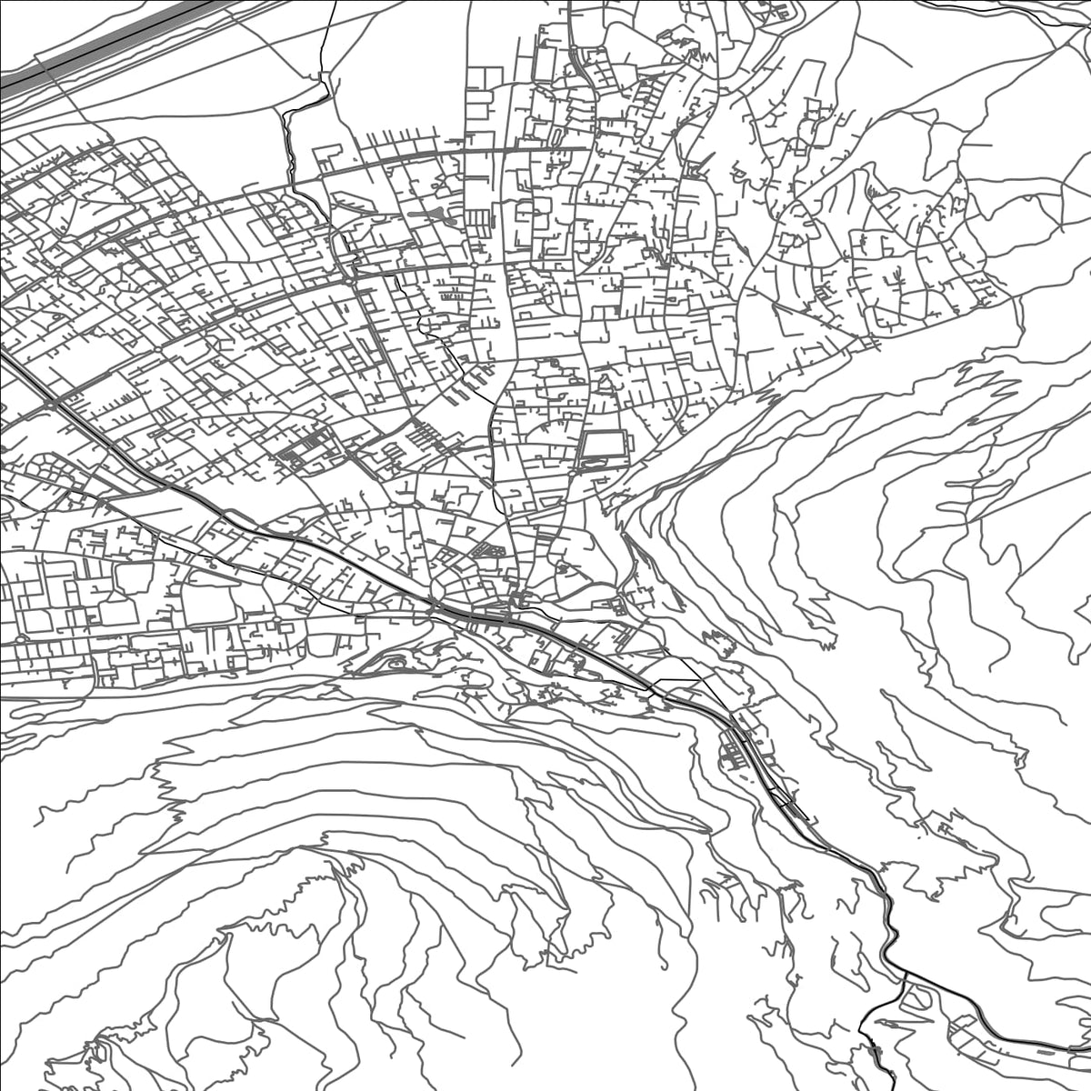 ROAD MAP OF CHUR, SWITZERLAND BY MAPBAKES