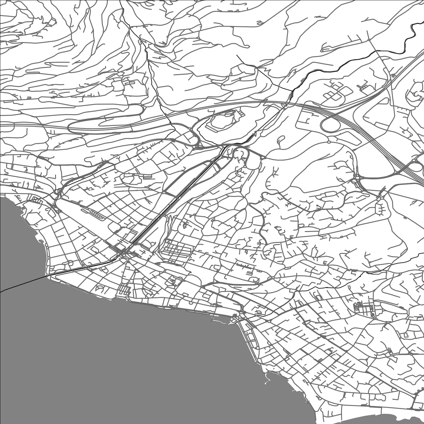 ROAD MAP OF VEVEY, SWITZERLAND BY MAPBAKES