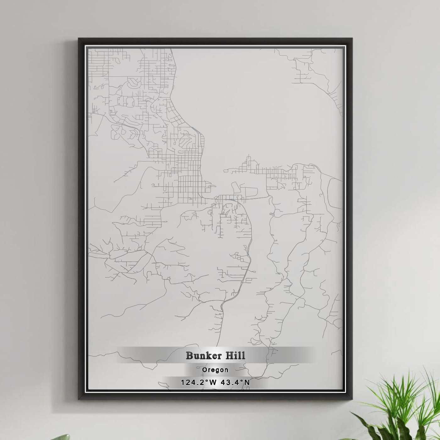 ROAD MAP OF BUNKER HILL, OREGON BY MAPBAKES