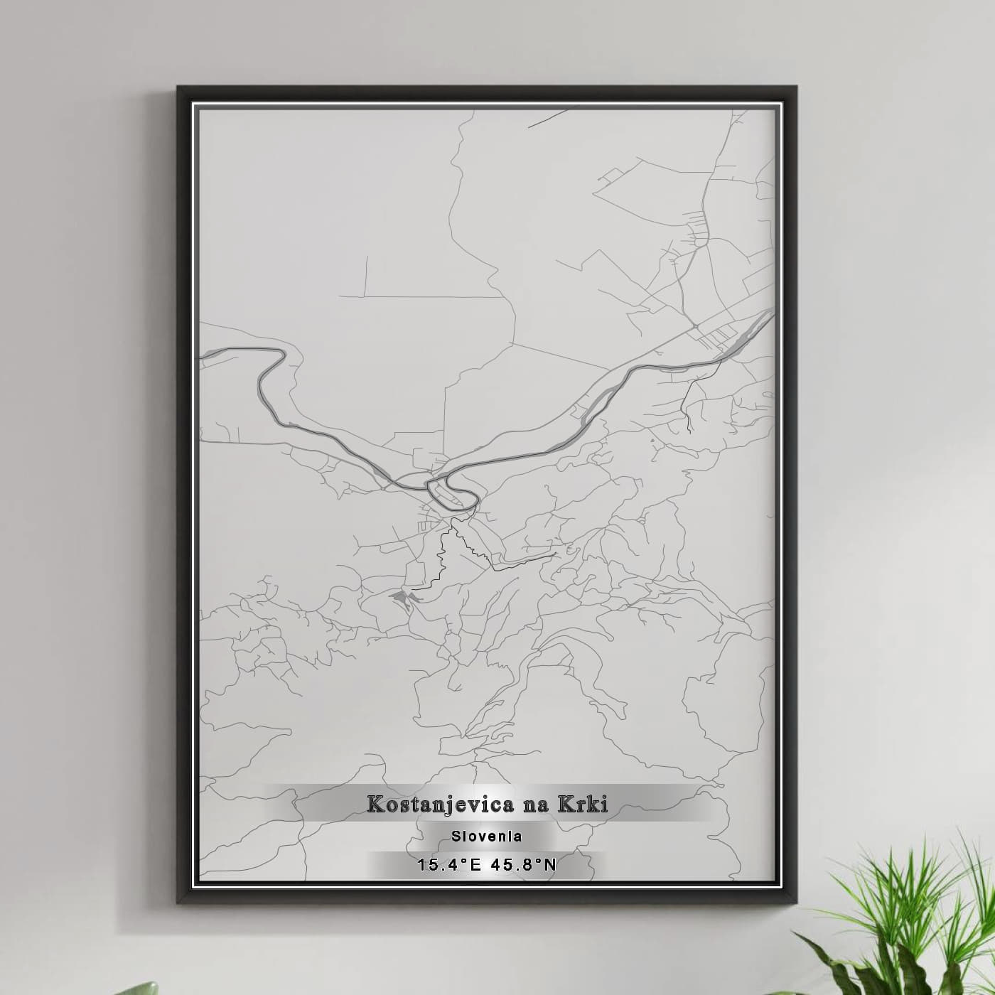 ROAD MAP OF KOSTANJEVICA NA KRKI, SLOVENIA BY MAPBAKES