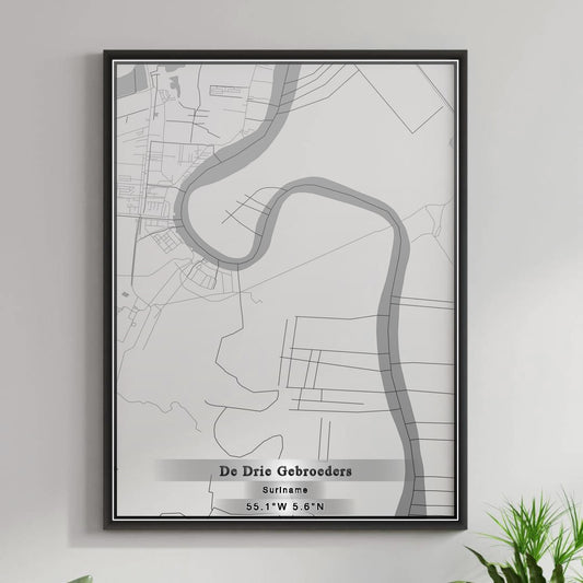 ROAD MAP OF DE DRIE GEBROEDERS, SURINAME BY MAPBAKES