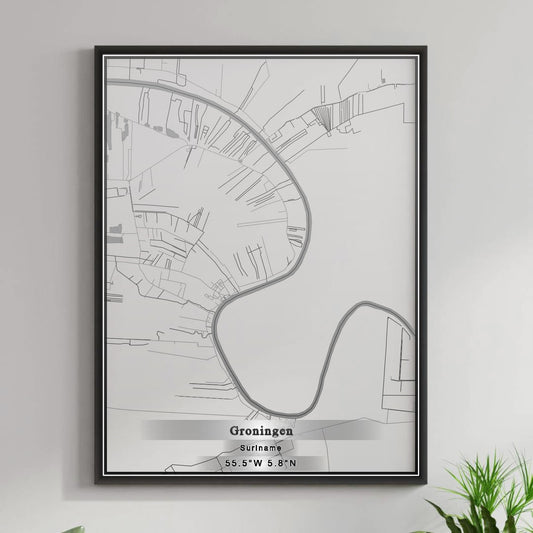 ROAD MAP OF GRONINGEN, SURINAME BY MAPBAKES
