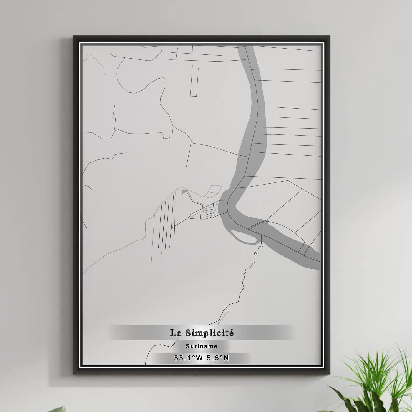 ROAD MAP OF LA SIMPLICITÉ, SURINAME BY MAPBAKES