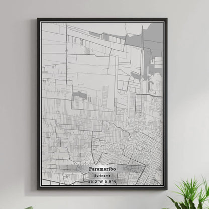 ROAD MAP OF PARAMARIBO, SURINAME BY MAPBAKES