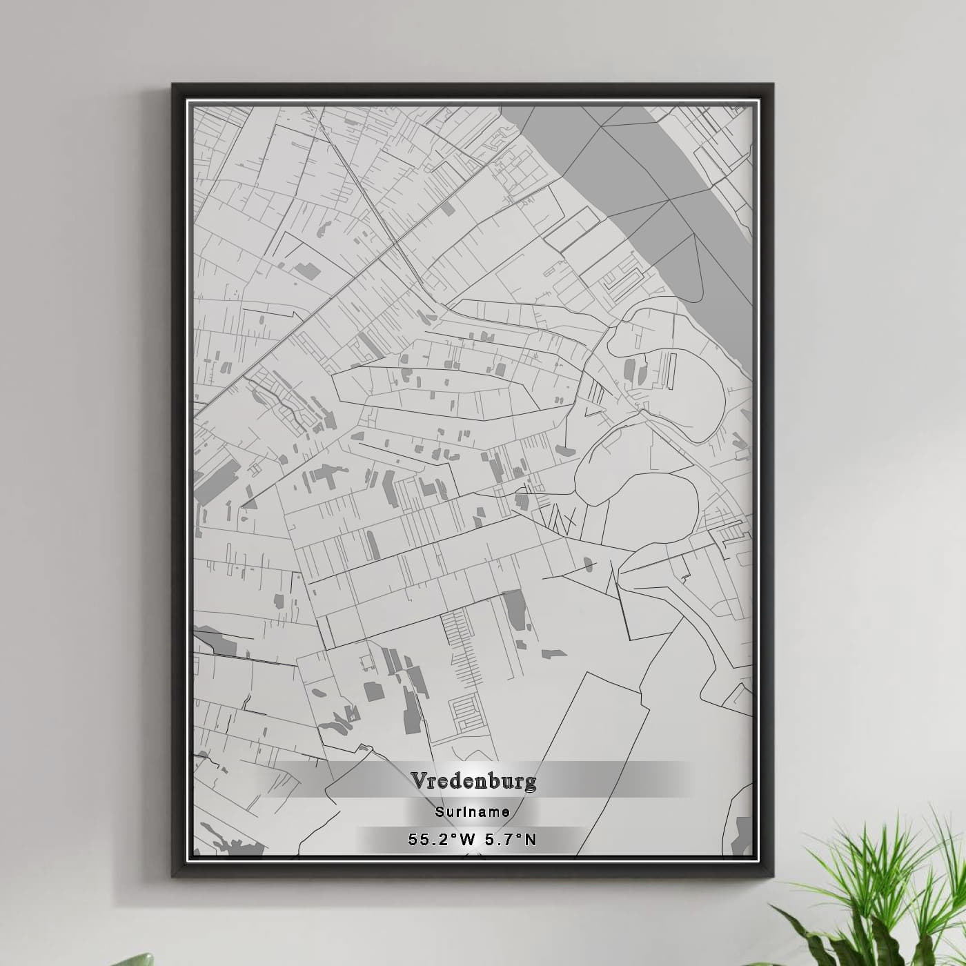 ROAD MAP OF VREDENBURG, SURINAME BY MAPBAKES