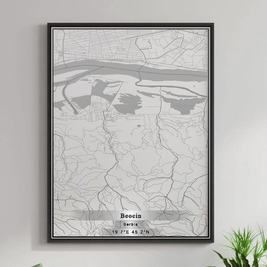 ROAD MAP OF BEOČIN, SERBIA BY MAPBAKES