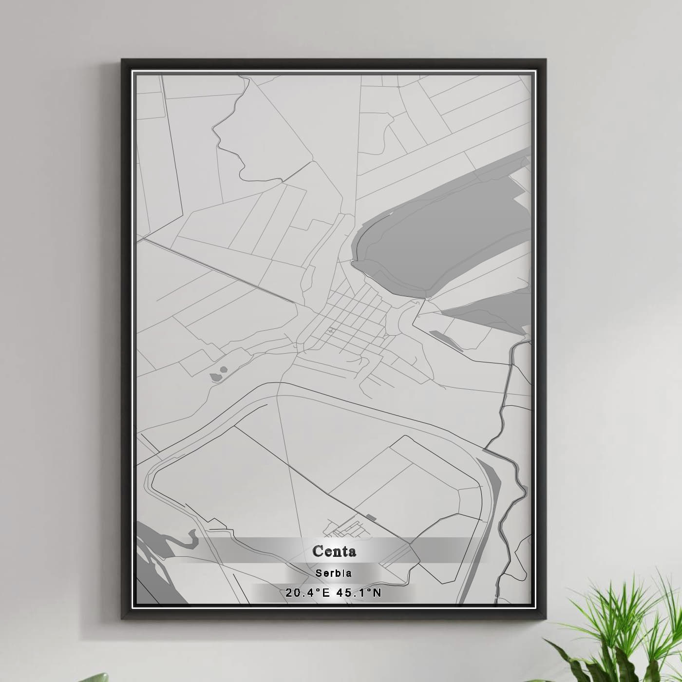 ROAD MAP OF ČENTA, SERBIA BY MAPBAKES