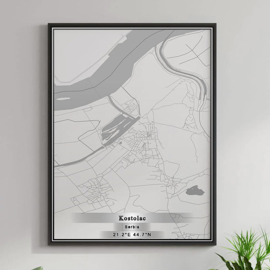 ROAD MAP OF KOSTOLAC, SERBIA BY MAPBAKES