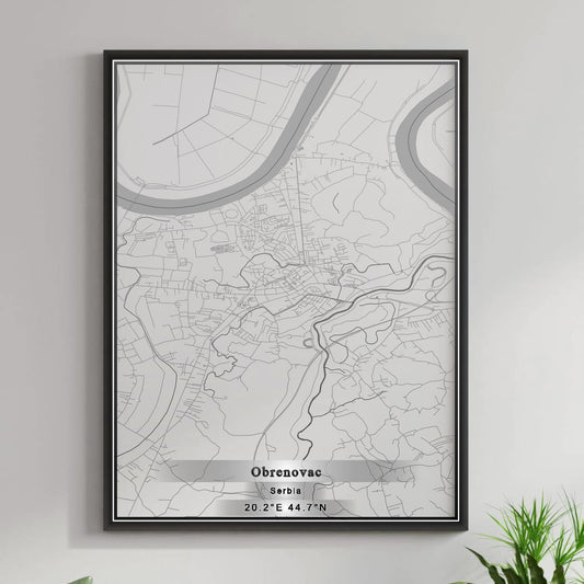 ROAD MAP OF OBRENOVAC, SERBIA BY MAPBAKES