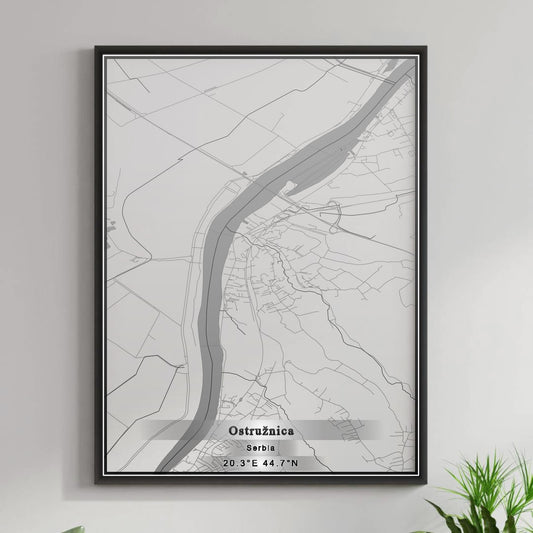 ROAD MAP OF OSTRUŽNICA, SERBIA BY MAPBAKES